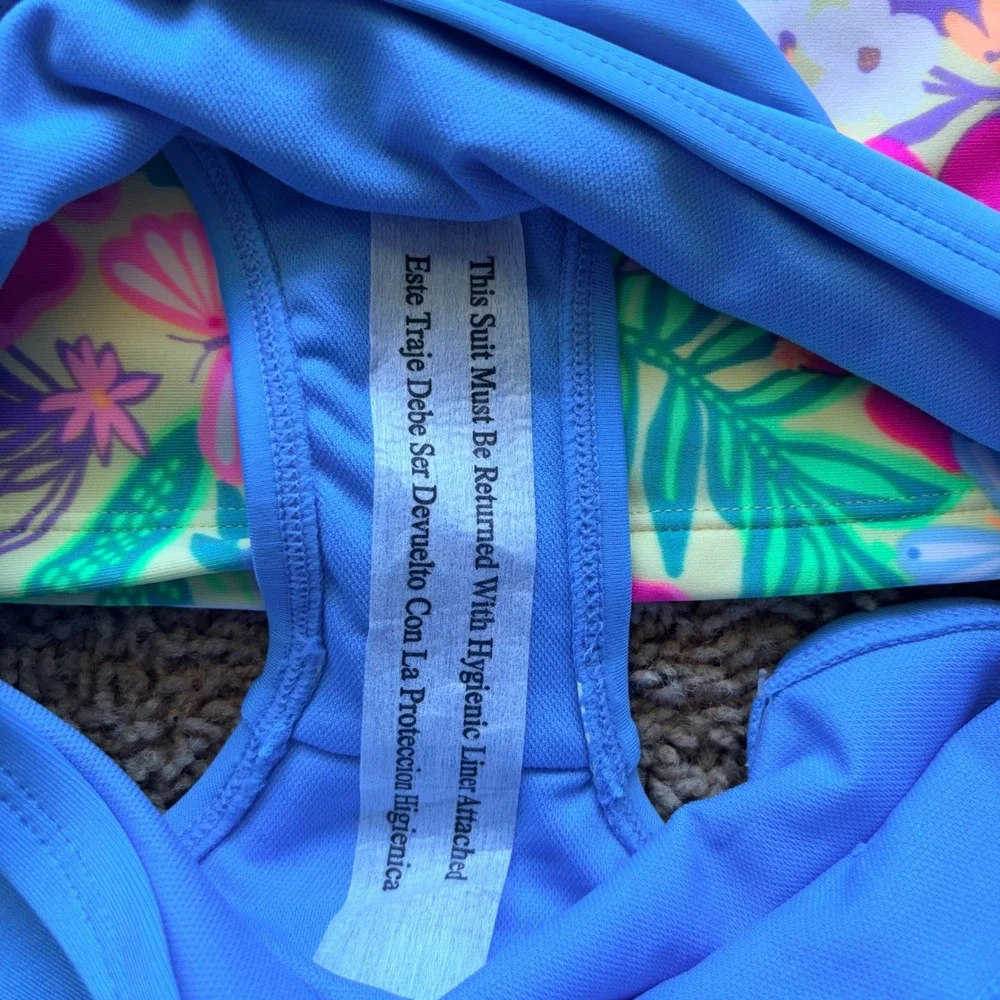 Cat & Jack Colorful Tropical Floral Ruffle Bikini 2pc Swim Bathing Suit M/8 NWT